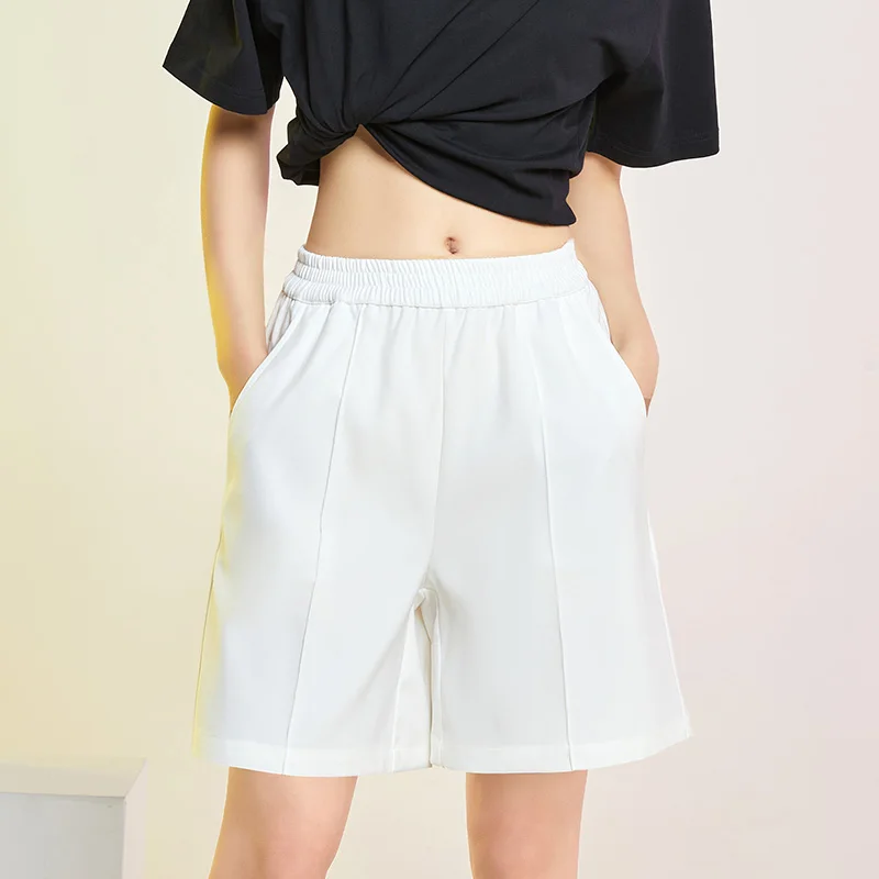 Women'S Summer New Simple And Fashionable High Waist Korean Loose Shorts Student Casual Elastic Waist Sports 5-Point Pants