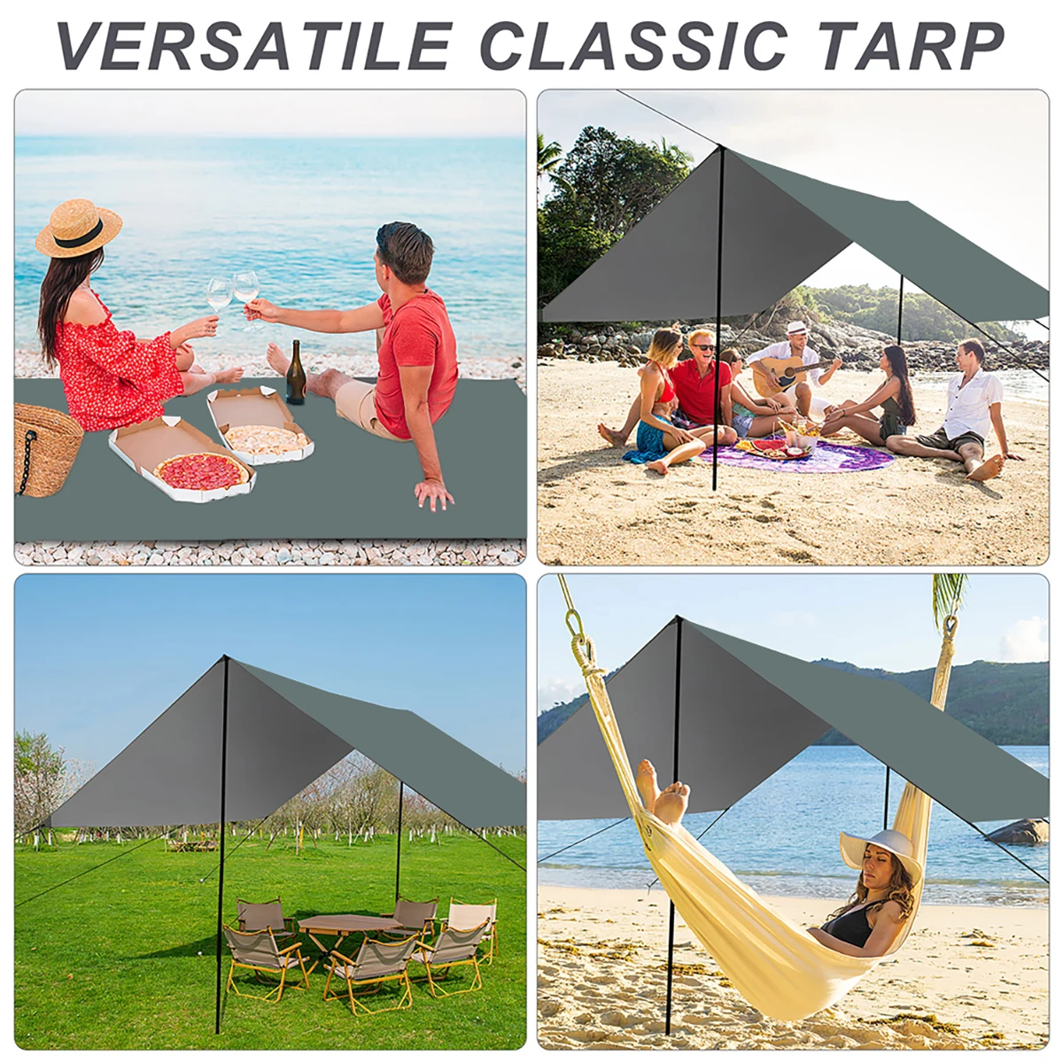 Waterproof Camping Tarp Sunshade UV Protection Lightweight Outdoor Adventure Hiking Camping Backpacking Picnic Tent Tarp Waterproof Tarpaulin Waterproof Tarp Ultralight Tarp