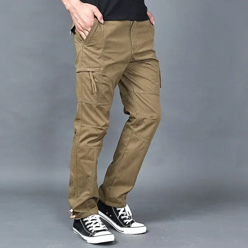 Cargo Pants S-6XL Tooling Pants Thick Waterproof Fleece Winter Outdoor Multi-pockets Loose Straight Overall For Men Women