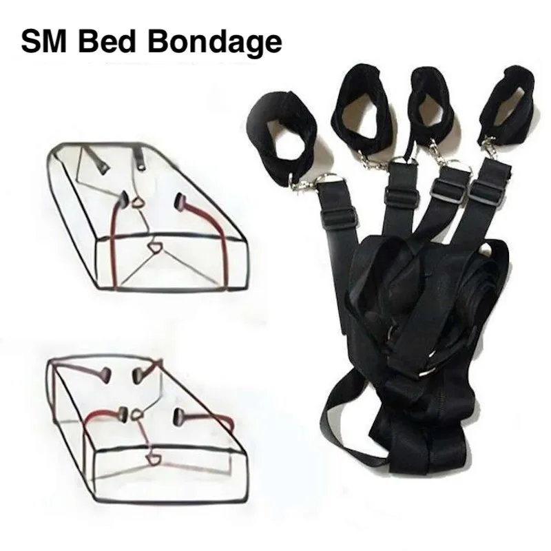 SM Bandage Sex Strap Bed Restraint Handcuff Ankle Cuff Set No Vibrator Sex Toy 18+ Adult Fun Fetish Slave Kit Sex Supplies Shop 6
