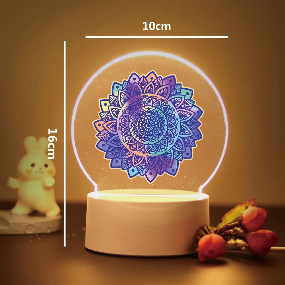 어린이 방 장 핫 만다라 3D 환상 아크릴 램프, 어린이 생일 선물, 1 개