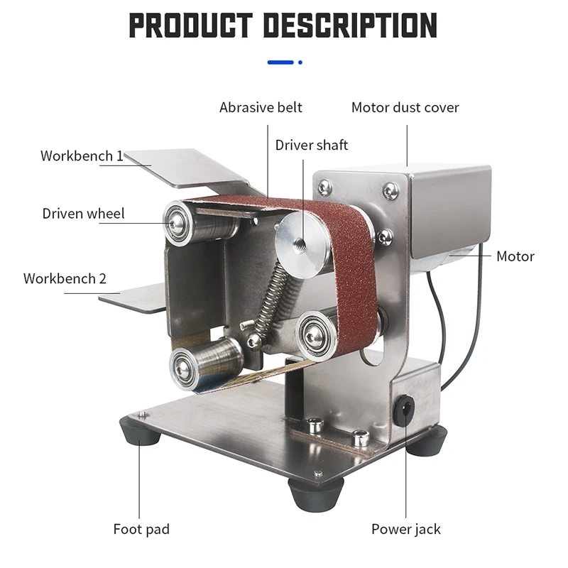 TUNGFULL Mini Belt Grinding Machine Tool Sharpening Machine Sanding Grinding Electric Sander Home Diy Polisher Machine 2