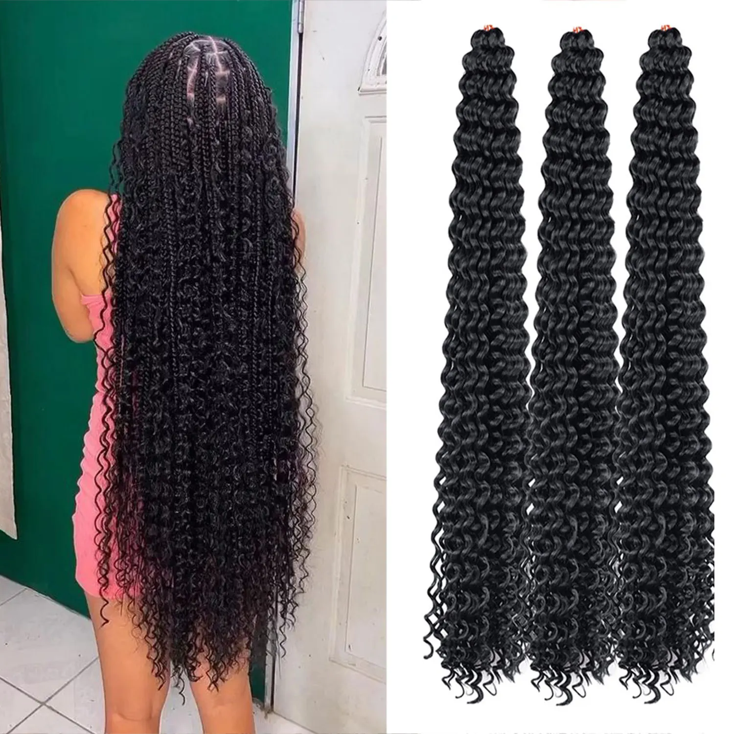 Sintetico Onda Profonda Torsione Crochet Trecce Capelli 22 Pollici Ariel Curl Crochet Capelli Lunghi Morbidi Ricci Intrecciare Le Estensioni Dei Capelli Per Le Donne