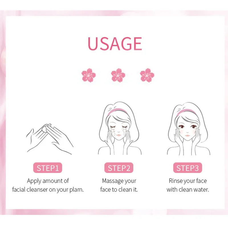 Sakura Cleanser Rich Foam Deep Clean Remove Grease Improve Oily Face Wash Cream Gentle Moisturizing Remove Blackhead Cleanser 5