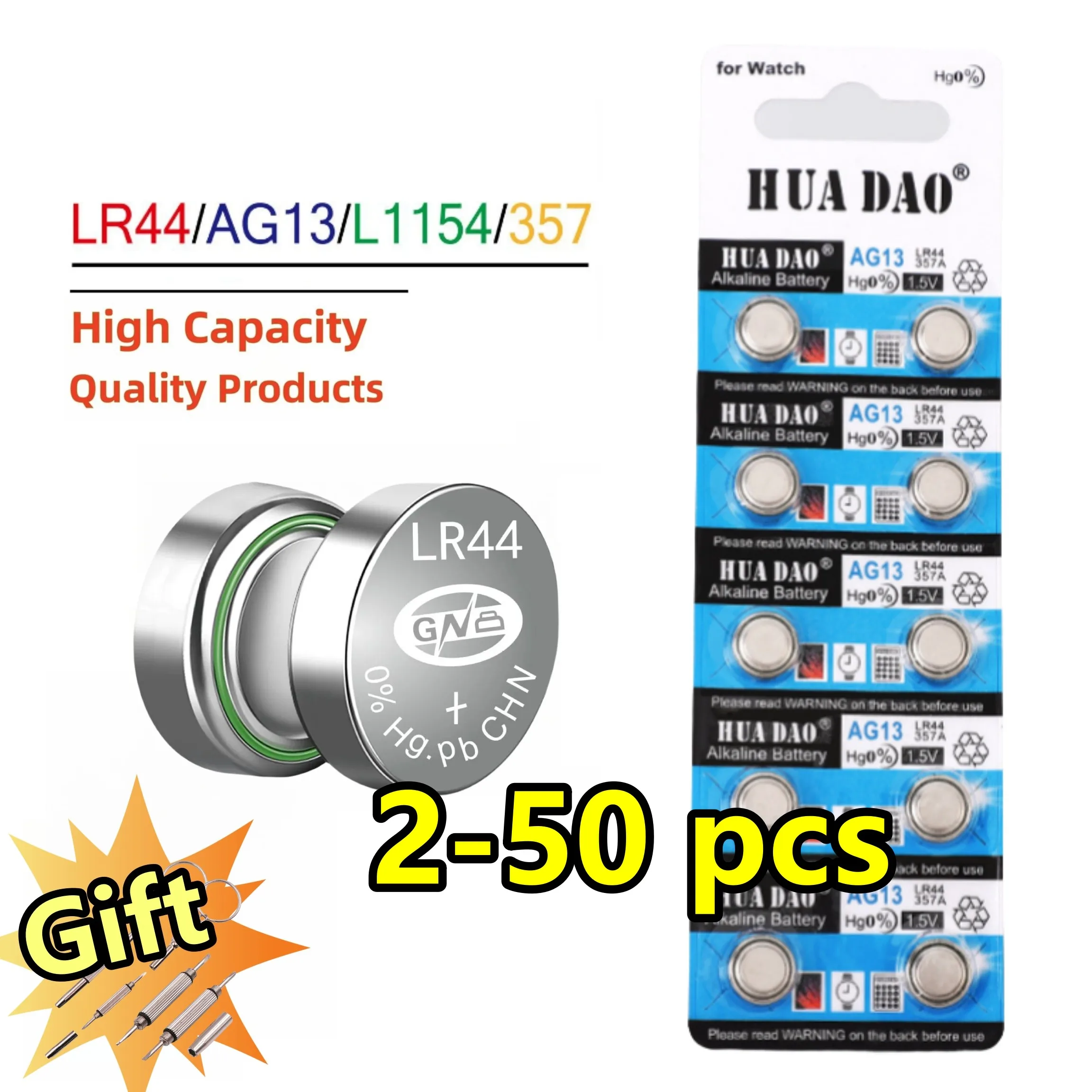 2-50PCS-1-55V-AG13-LR44-L1154-RW82-SR1154-SP76-pila-SR44-Button ...