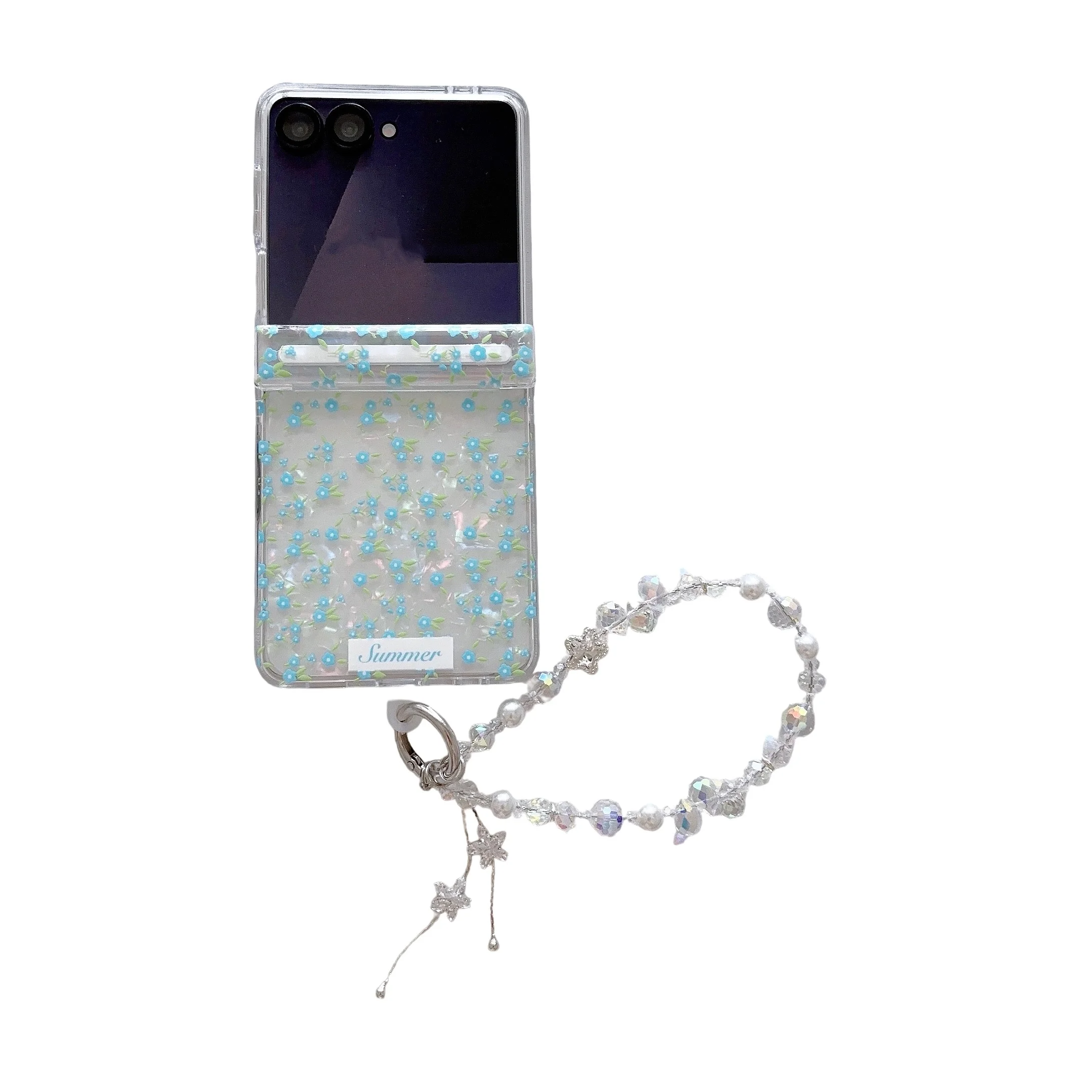 Luxury Colorful Glitter Shell Flower Case with Magnetic Hinge Connection - Hard PC Cover