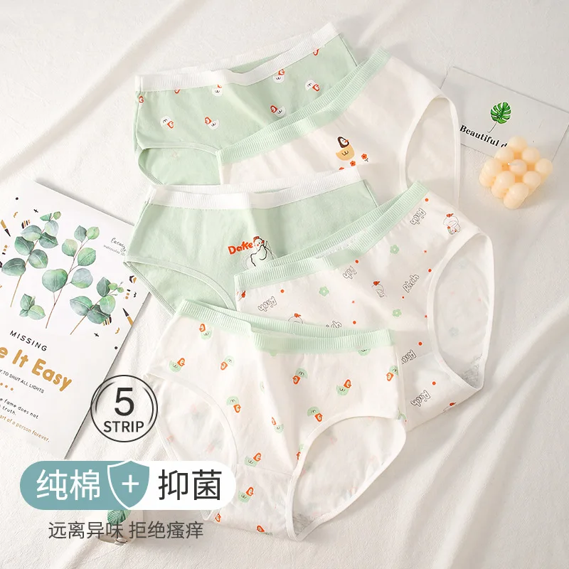 

5pcs/set of women's cotton panties cute briefs mid-waist seamless panties girls Japanese cartoon sexy panties
