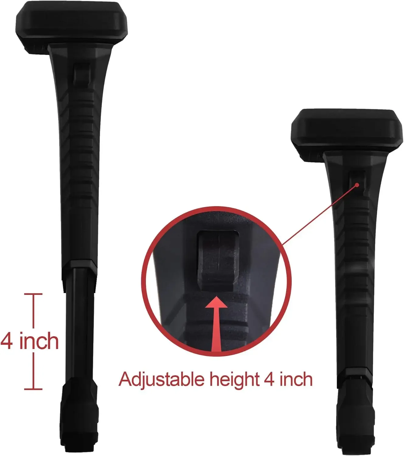 Height Adjustable Chair Armrest Pair, Gaming Boss Chair Arms Set Replacement 4D (Black)