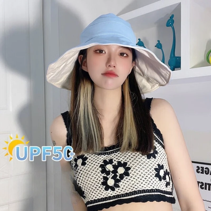 Summer Fishing Hat, Fisherman's Hat, Sunscreen Hat, Beach Hat, Large Brim, UV-blocking Sun Hat, Large Brim Hat - Deep Sea Blue