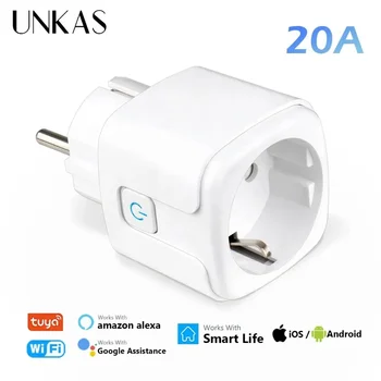 20A EU Smart Plug Tuya Wifi Socket Voice Control Remote for Alexa Yandex Google Home Energy Monitoring Function Alice