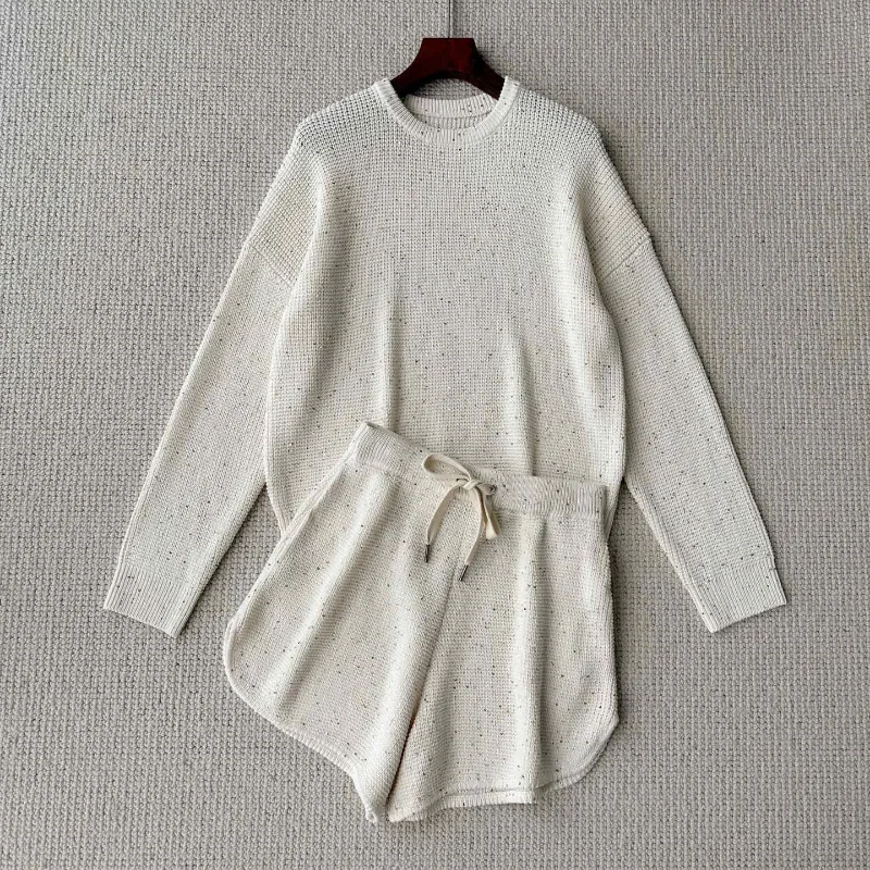 

Casual Suit 2023 Early Spring New Sequin Yarn Knitting Suit Ladies