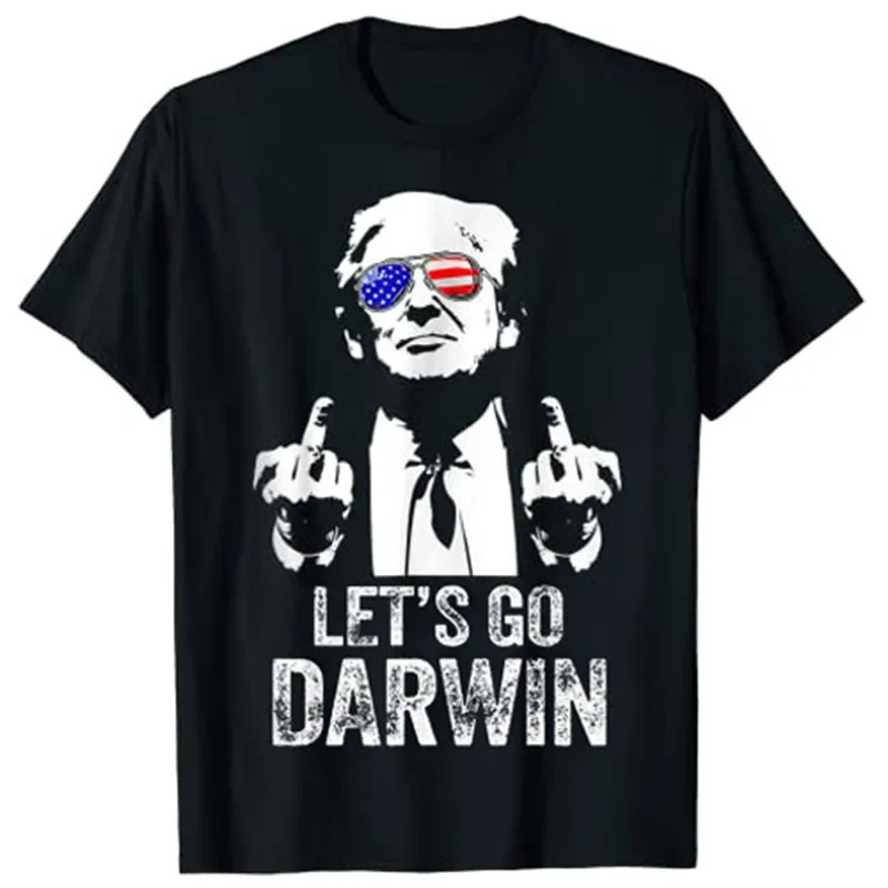 

Футболка с надписью Let's Go Darwin Трамп на средний палец Let-Charles-Darwin