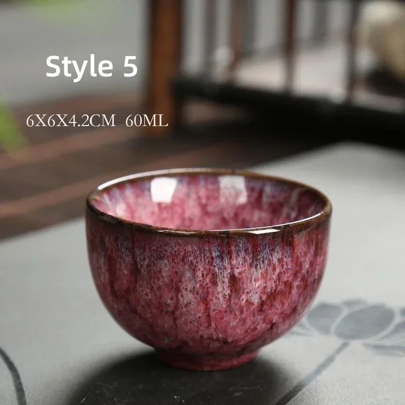 60ML Mini Teacup Transmutation Glaze Ceramic Tea Cup Chinese Kung Fu Teacup Espresso Coffee Cups Household Office Cup Tableware