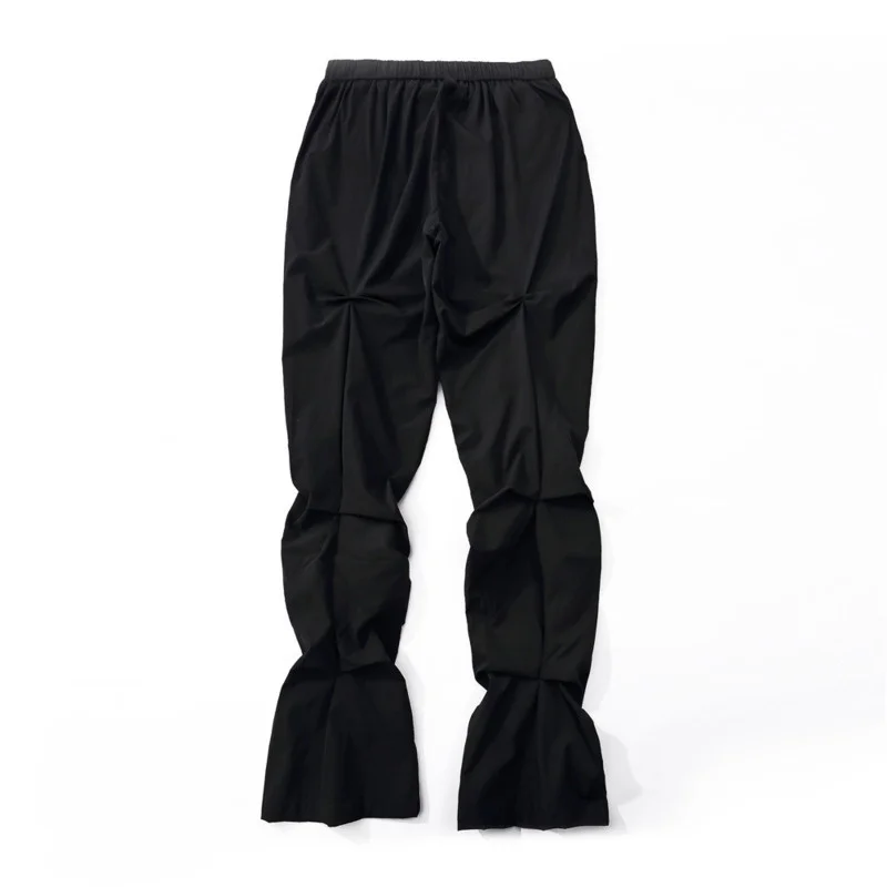 Spring Men's Autumn Flared Pants Casual Loose Pleat Design High Street Hip-hop Style Mid Waist Grey Trousers New