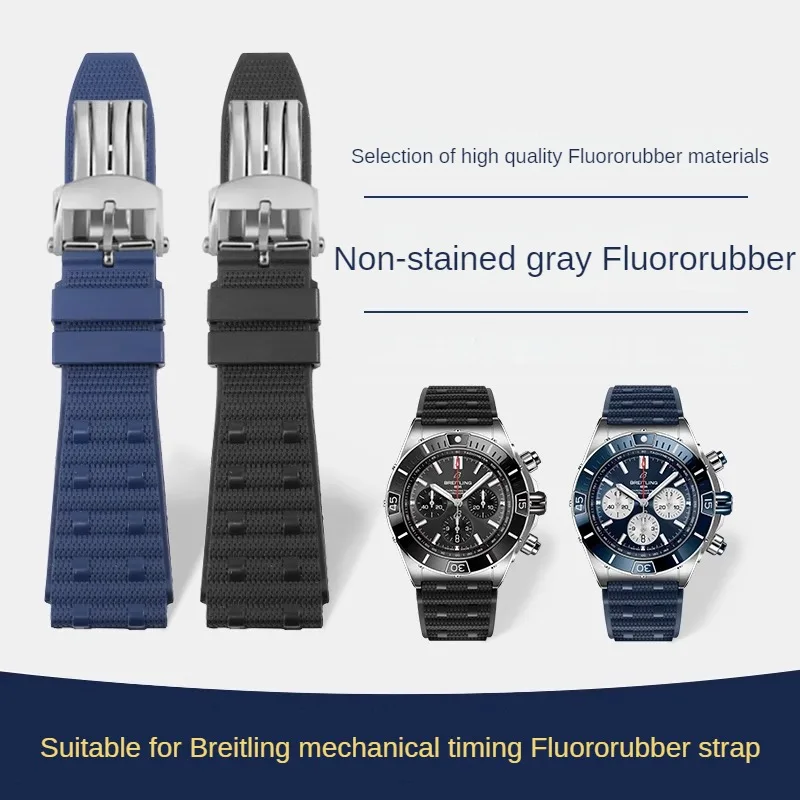 

Substitute Breitling Mechanical Timing B01/Super Ocean/Avengers Series Soft Convex Interface Fluororubber Watch Band 22-24mm