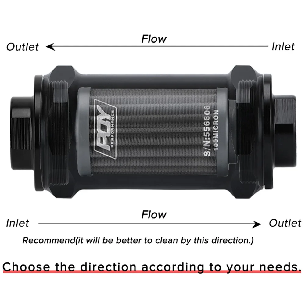 Motorcycle Fuel Filter Fuel Filter PQY AN6 / AN8 / AN10 Inline Fuel Filter E85 Ethanol 100 Micron Stainless steel element