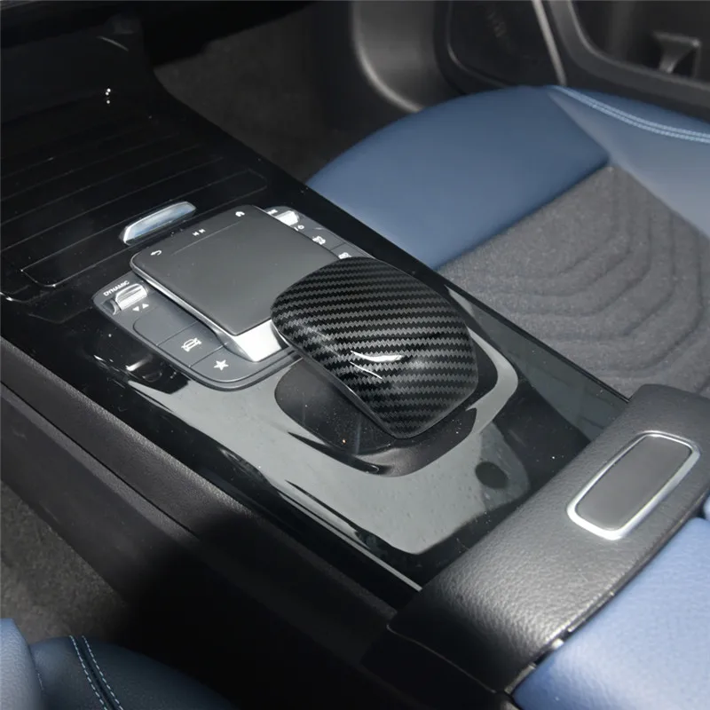 

For Benz A Class W177 2019 2020 2021 2022 ABS Carbon Fiber Printing Plastic Gear Shift Knob Cover Trim Car Interior Accessories
