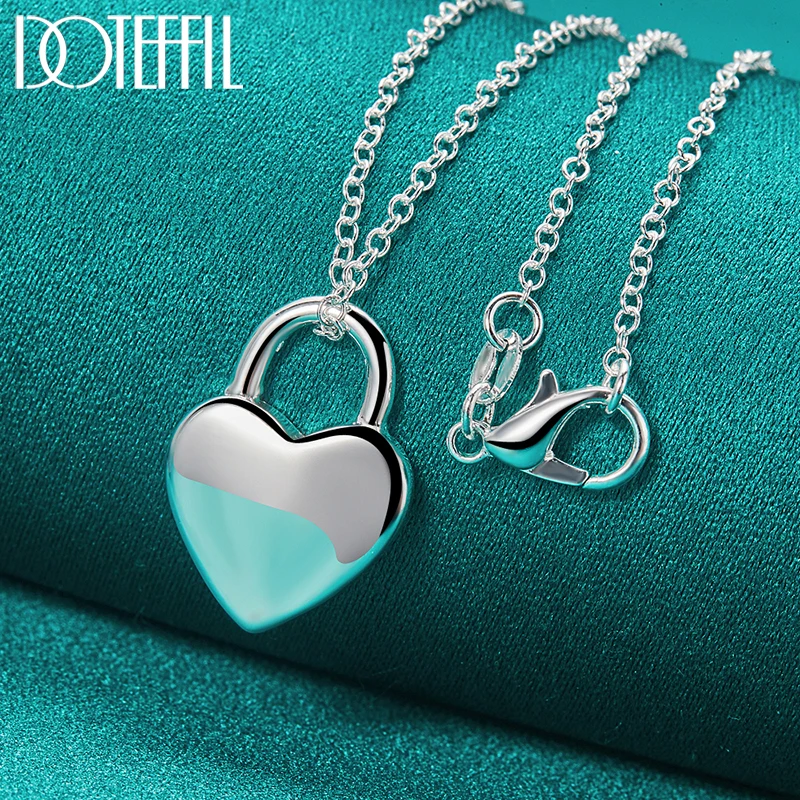 Collar con candado de corazón 925; Colgante de cerradura Collar con candado de corazón 925; Colgante de cerradura