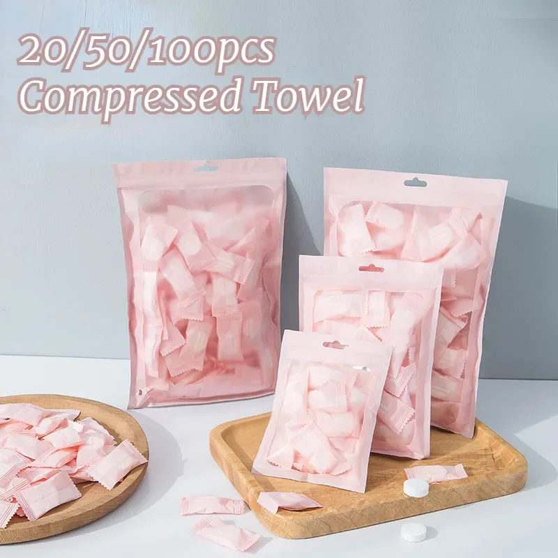 Disposable travel towel, portable, non-woven fabric, water wet cloth, outdoor, compressed facial cleaning, mini wet towel, 10pcs