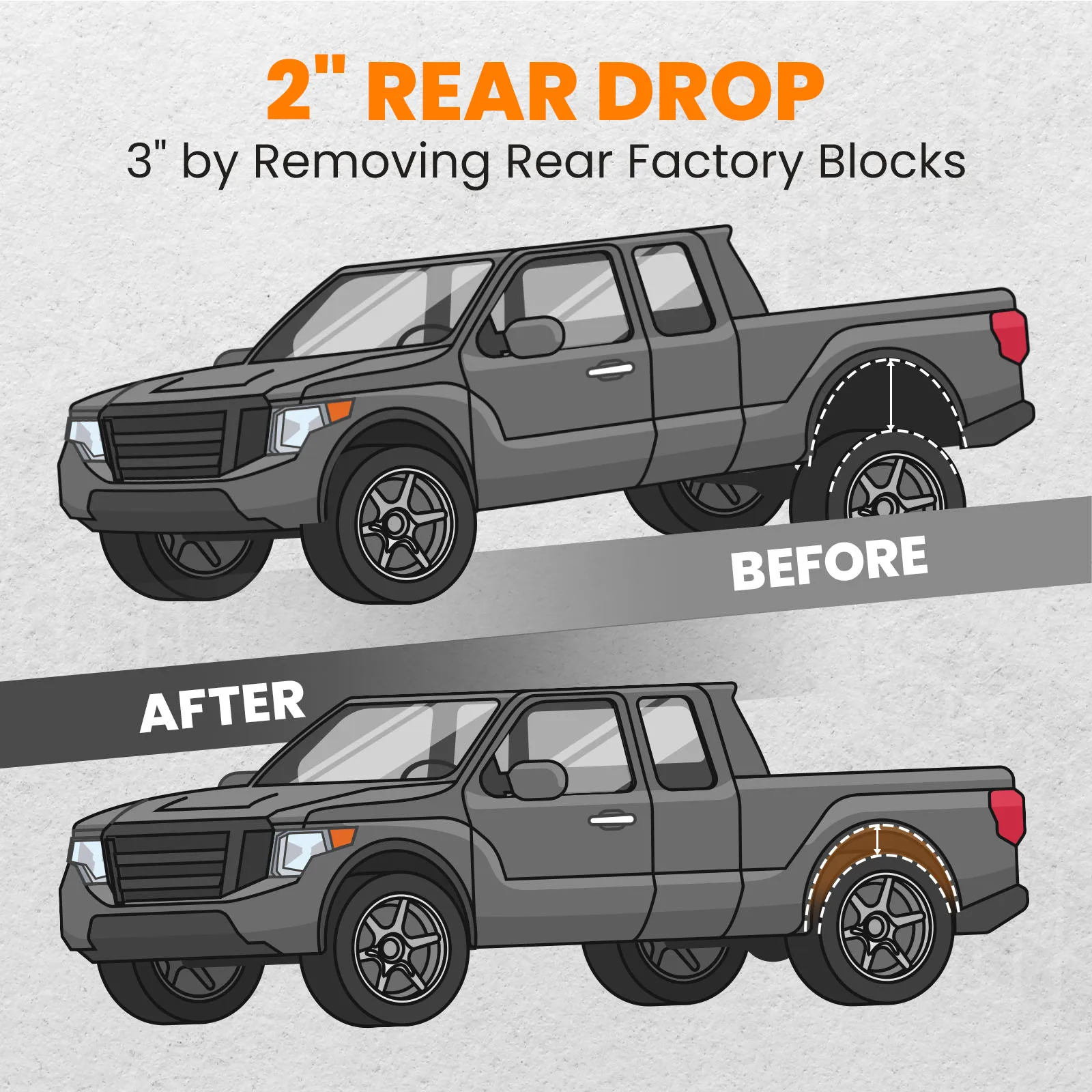 조절 가능한 후면 드롭 걸쇠 키트, Chevy Silverado GMC Sierra 1500 07-18 용, 2-3 인치