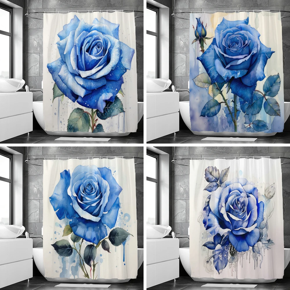 

Nordic Abstract Art Flower Shower Curtain Waterproof Polyester Bath Curtains Print Watercolor Rose Curtains For Bathroom Decor