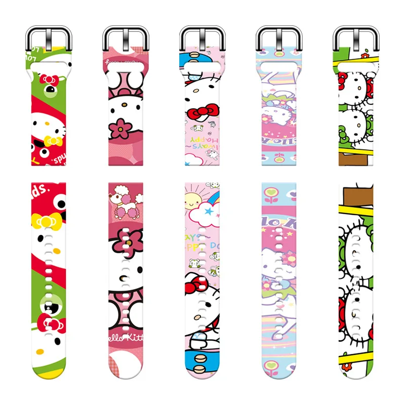 Sanrio HellKitty Cartoon 20mm 22mm 실리콘 스트랩, 삼성 갤럭시 시계 Amazfit 팔찌 화웨이 GT2 프로 스마트 워치