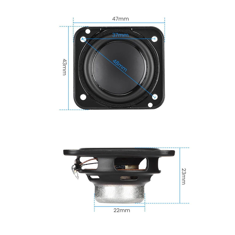 AIYIMA 2 Pcs 4 Ohm 15W Speaker 1.75 Inch Full Range Waterproof Basin Square DIY Multimedia BT Square Loudspeaker Home Theater