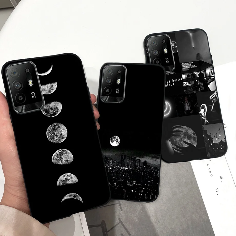 Per Oppo A94 5G Cph2211 Cover Posteriore Per Oppo A94 4G Cph2203 Reno5 Lite Custodia Morbida In Gomma Siliconica Coques Black Night Cat Bag