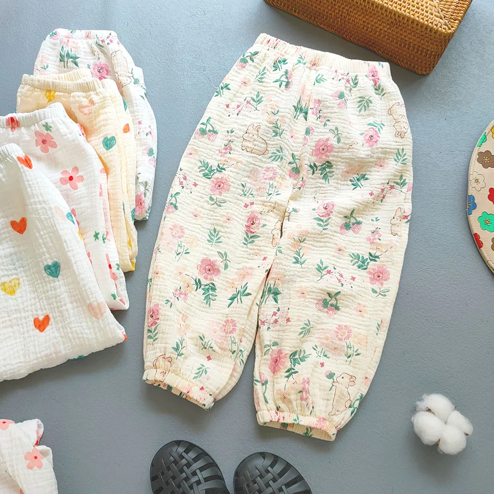 Boys Girls Cotton muslin mosquito Summer Pants For Baby Girl Thin