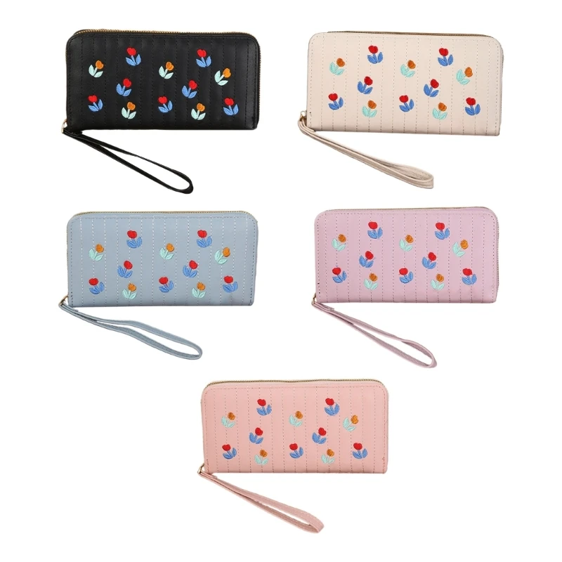 

Long Wallet Money Bag for Women PU Leather Lady Wrist Bag Casual Credit Card Holder Change Pocket Coin Purse Wallet