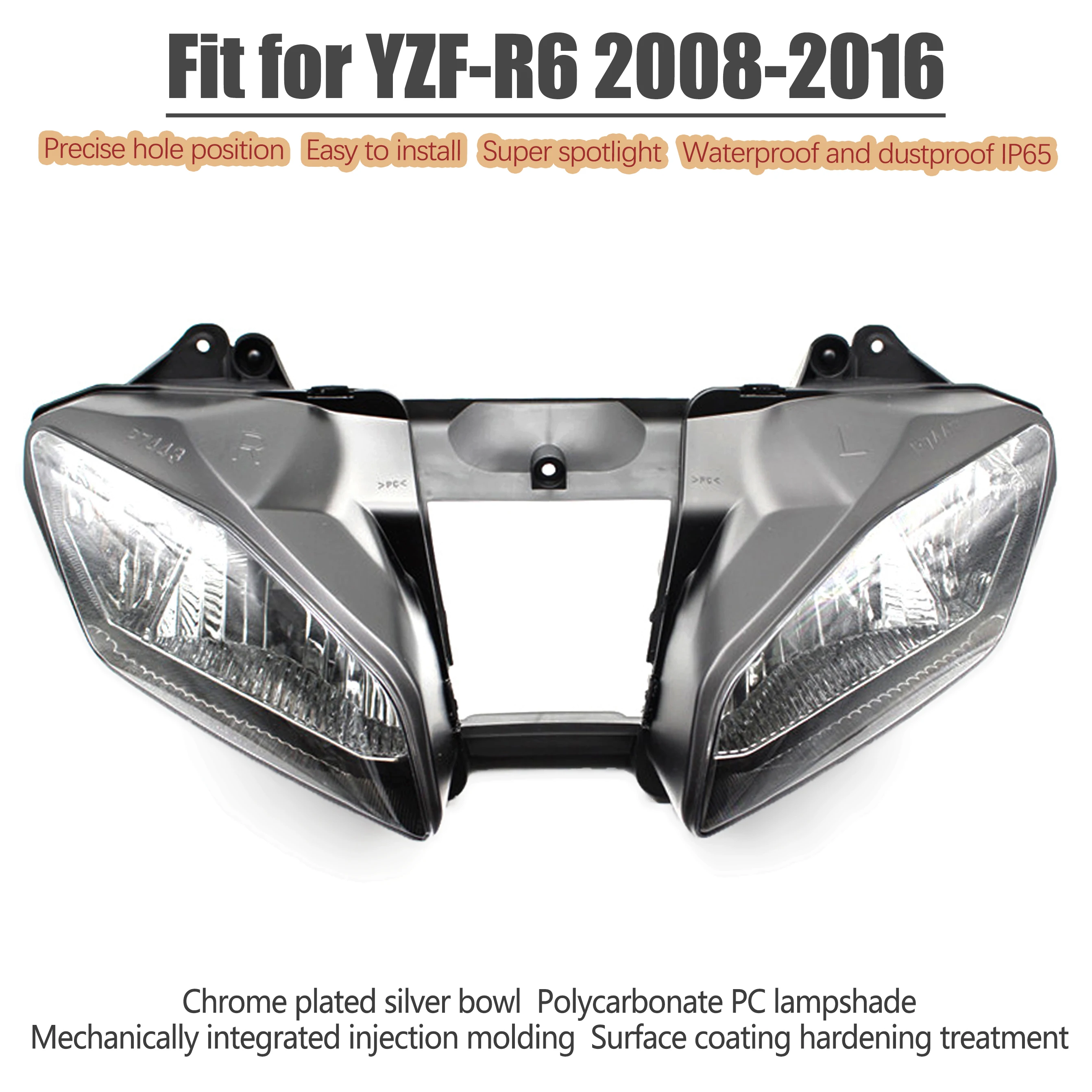 FitforYAMAHA20082016YZFR6MotorcycleHeadLightAssemblyHeadlamp