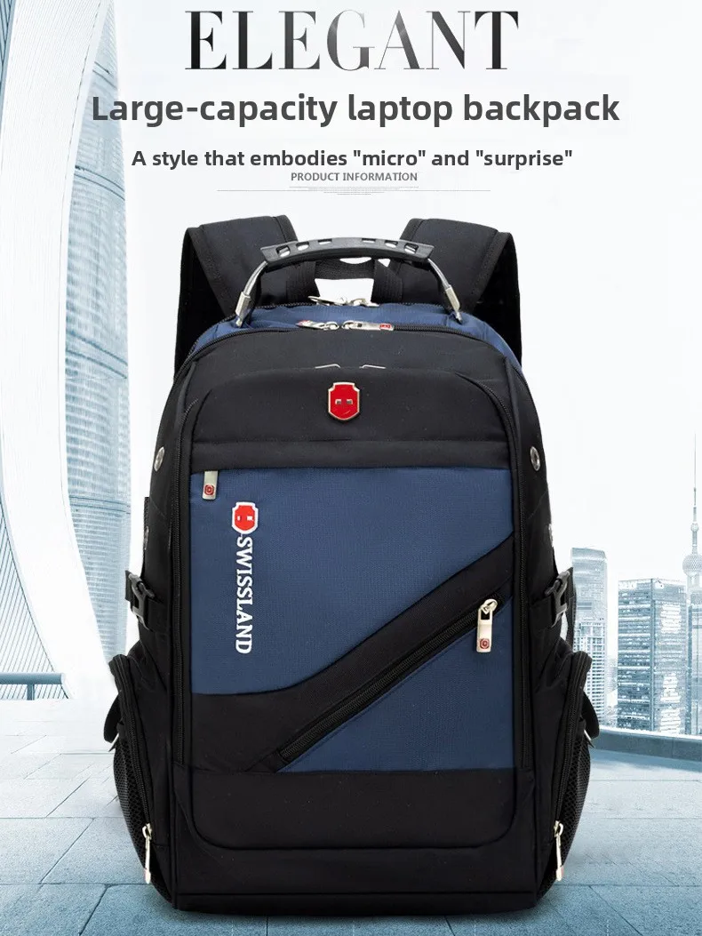 Men's Casual Travel Backpack Double Shoulder Waterproof Wear-resistant Laptop Bag Commuter Nylon Fabric British Style Backpack