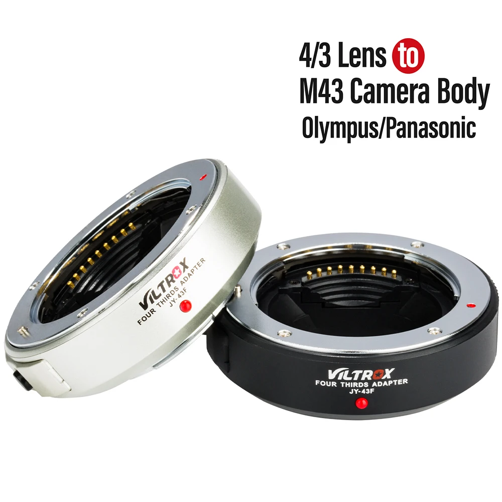 

VILTROX JY-43F Auto Focus Lens Adapter Ring for M4/3 Lens to Olympus Micro 4/3 DSLR Camera PL8 E-M5 E-PM1 E-M10 III E-PL3 GH4 G5