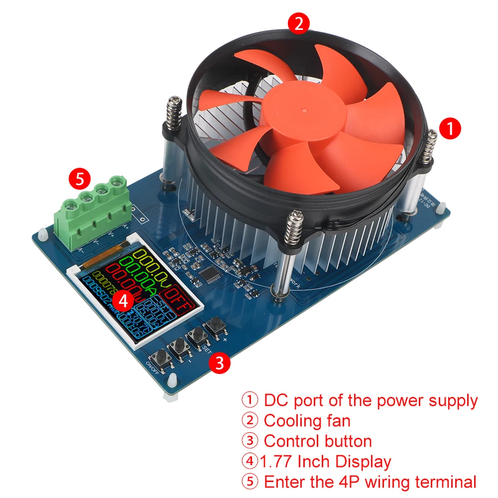 Lithium Battery Tester Electronic Load 4-wire Digital Analyzer US Plug Adjustable Testing Module 150W 20A DC