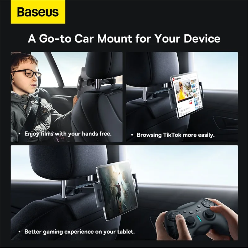 Baseus Car Back Seat Mount Holder for iPad Mobile Phone Tablet Bracket Car Headrest Holder 4.7-12.3 inch Universal Car Accessory images - 6