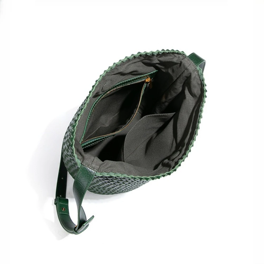 Borsa tote in tessuto per donna, piccole borse a secchiello intrecciate a mano, borsa a tracolla per pendolarismo e uso quotidiano - immagine 4