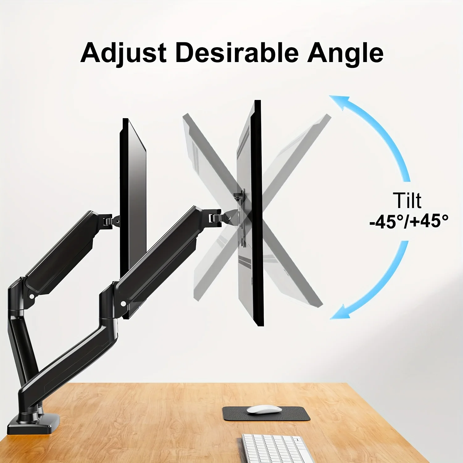 Monitor Stand for 13-32 inches Screens Dual Monitor Mount Gas Spring Dual Arm Full Motion Adjustable