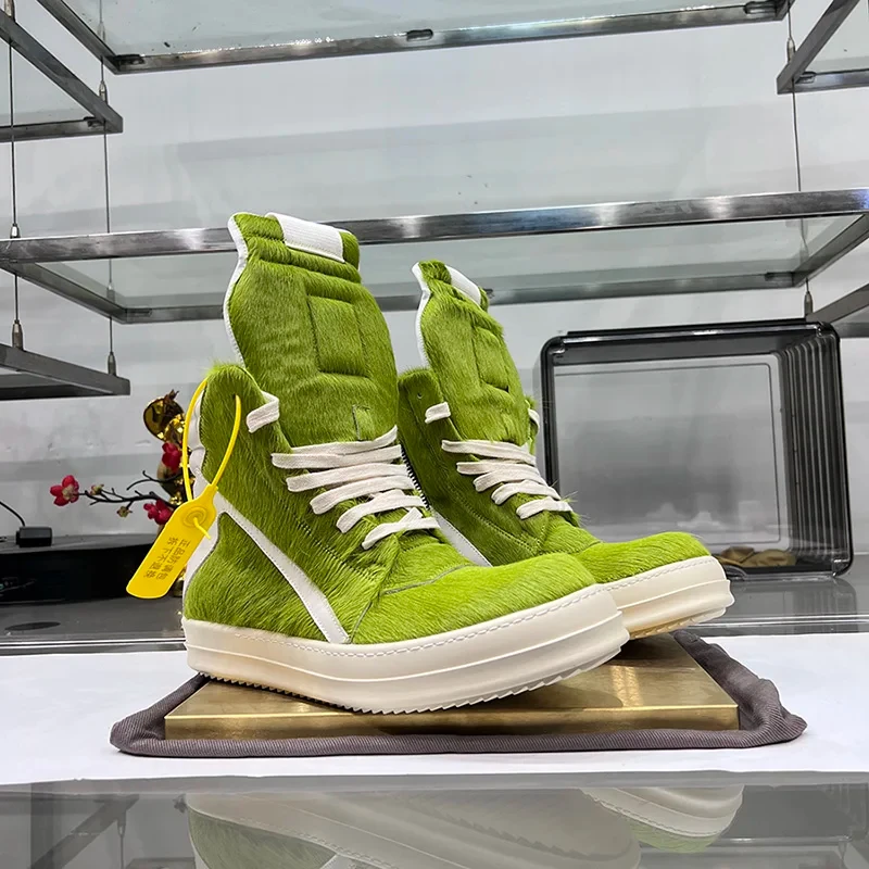 Casual Shoes Men Rojohns High Top Quality Leather Luxury Owen Geobasket Luxury Sneakers Horse Hair Thick Sole Ro Ankle Boots