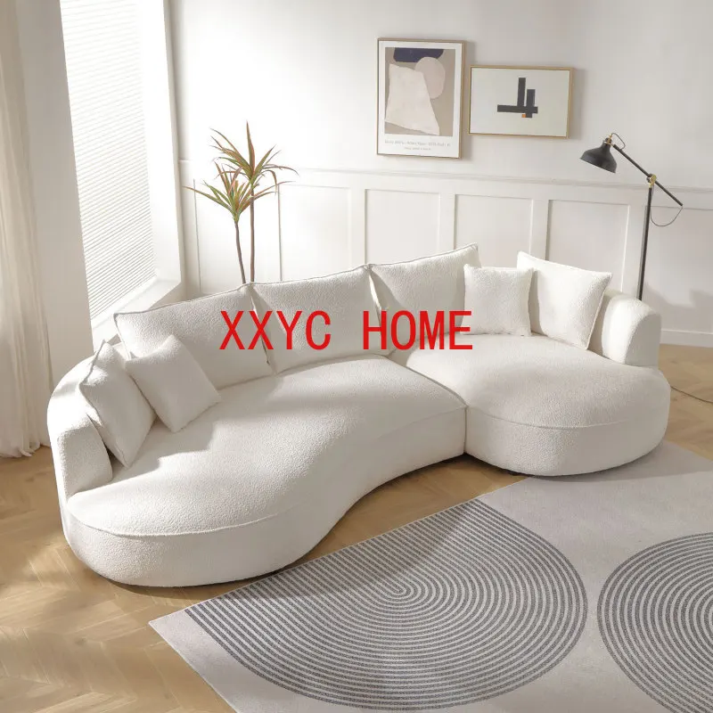 

Beige Curved Sofa with Ingenious Shape Easy to assemble Soft and comfortable for indoor living room furniture