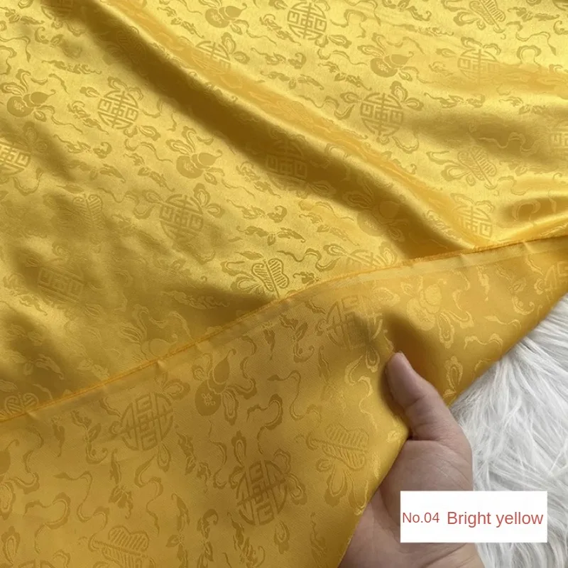 자카드 실크 원단 탑 드레스 잠옷 스커트, DIY 바느질 천, 편안하고 부드러운 통기성 조롱박 화이트 레드, 계량기 당
