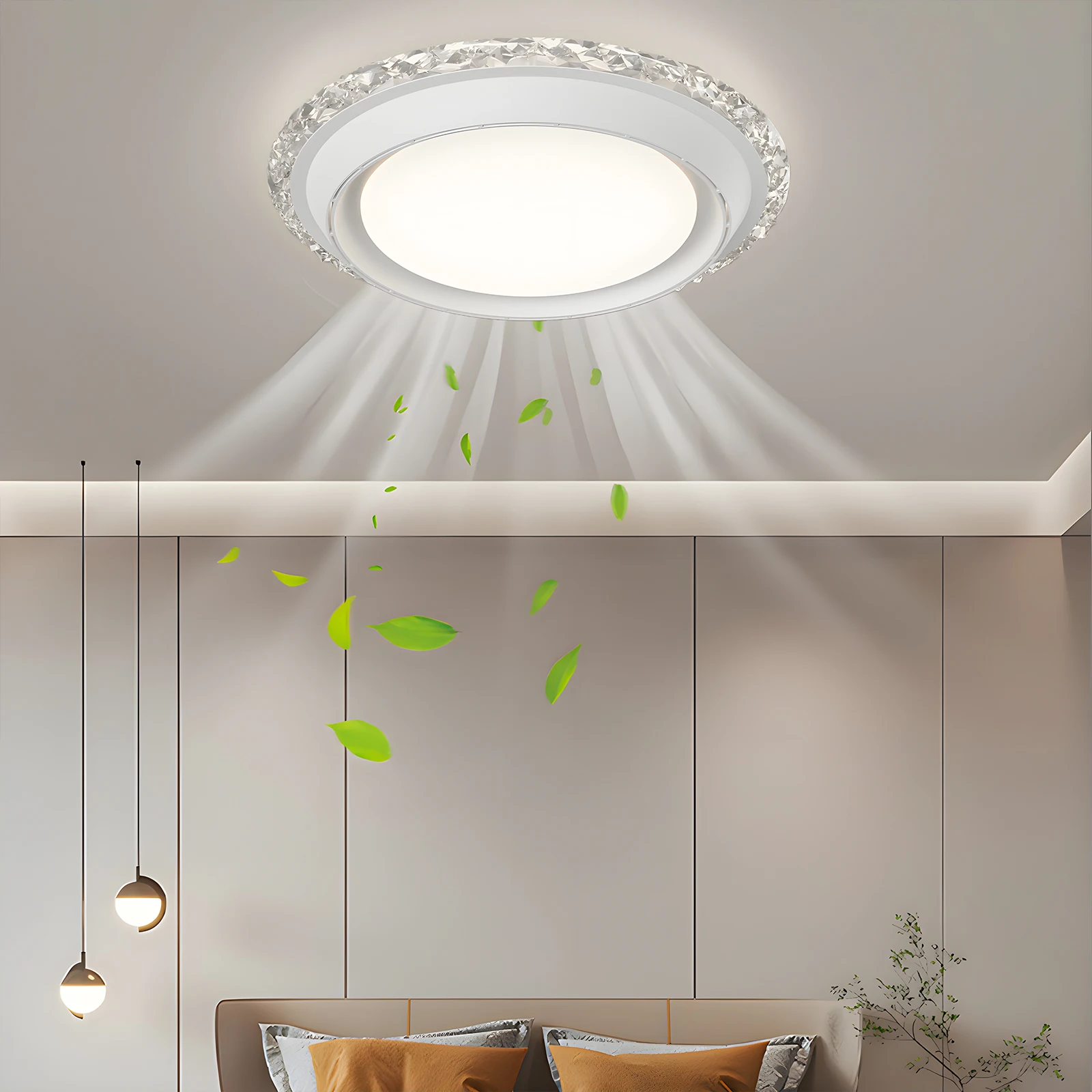 Silent Leafless Ceiling Fan Light 6-speed Dimmable Living Room Smart Remote Control Restaurant Fan