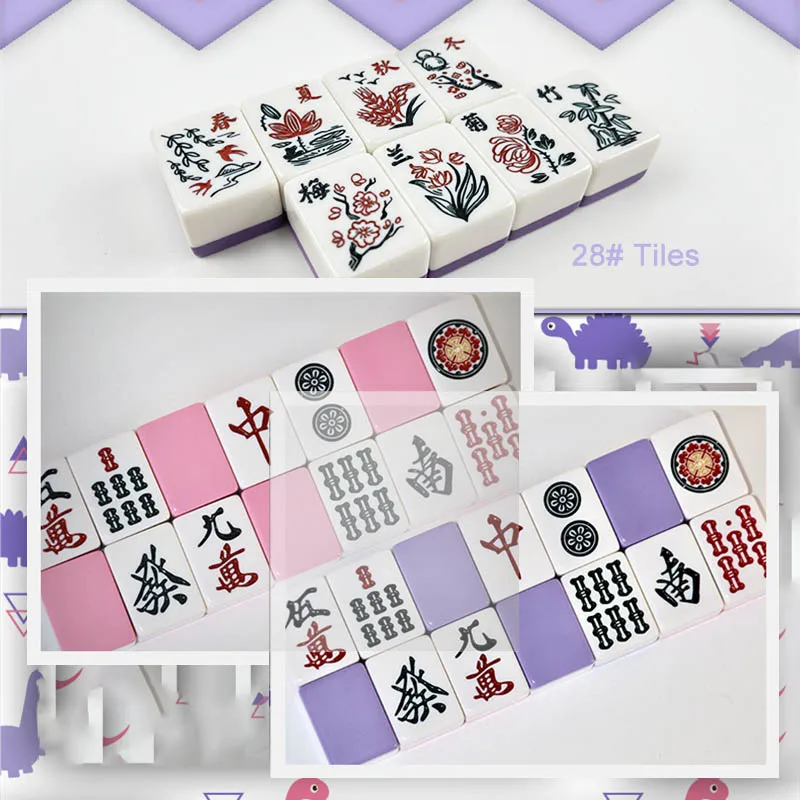 148 PCS 일본 마작 세트, 높이 28mm 가족 테이블 게임, 여행 휴대용 손 문지르기 작은 마작 게임