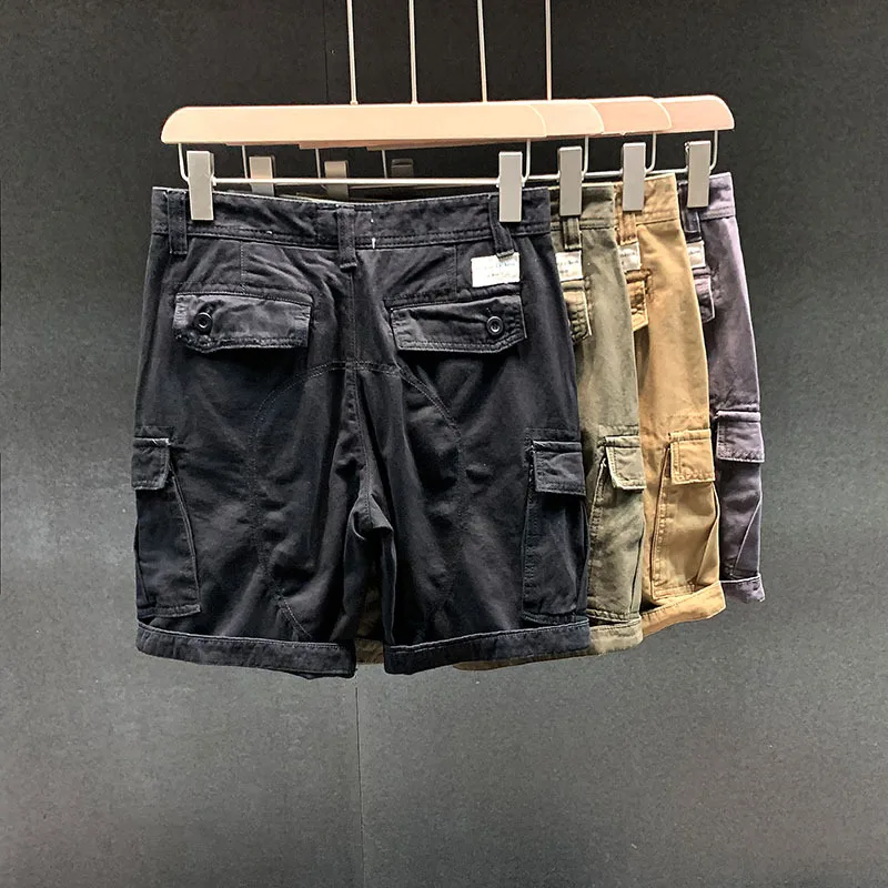 American High Street Multi-Pocket Pu Shuai Casual Overalls Pants Men's Summer Loose Sports Outdoor Pirate Shorts