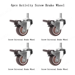 Set of 4 Soft Rubber Swivel Caster Wheels for Furniture and Household Use (4 Activity Brake)