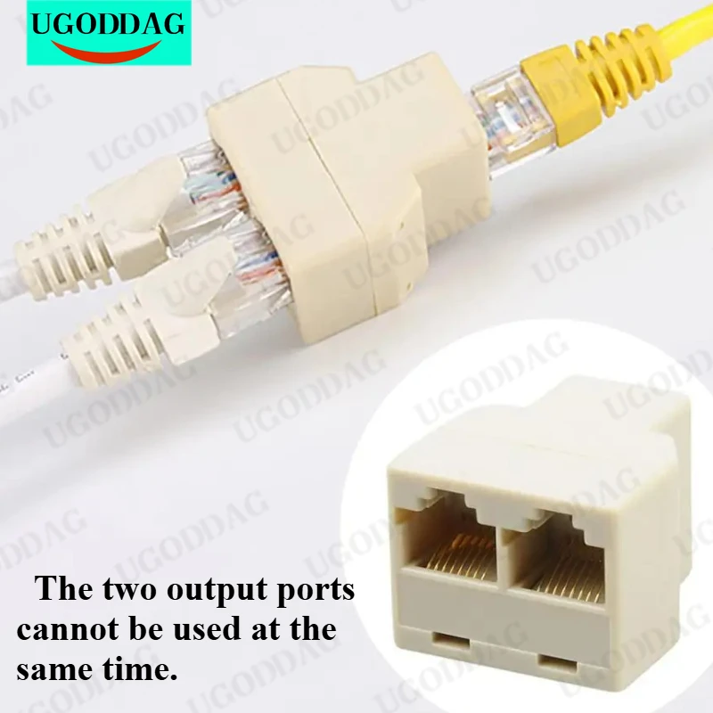 RJ45 Splitter Adapter 1 to 2 Dual Female Port CAT5/6 LAN Ethernet ...