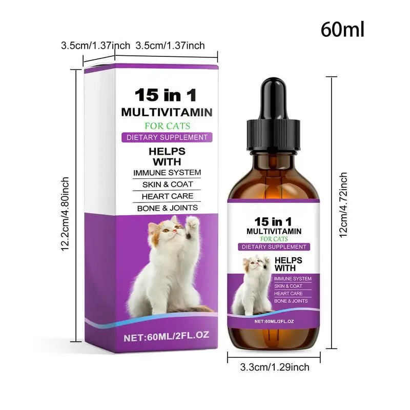 Cat Body Care Dropss For Indoor Cats 15 In 1 Body Care Drops Drops Daily Supplement 60ml For Supports Joint