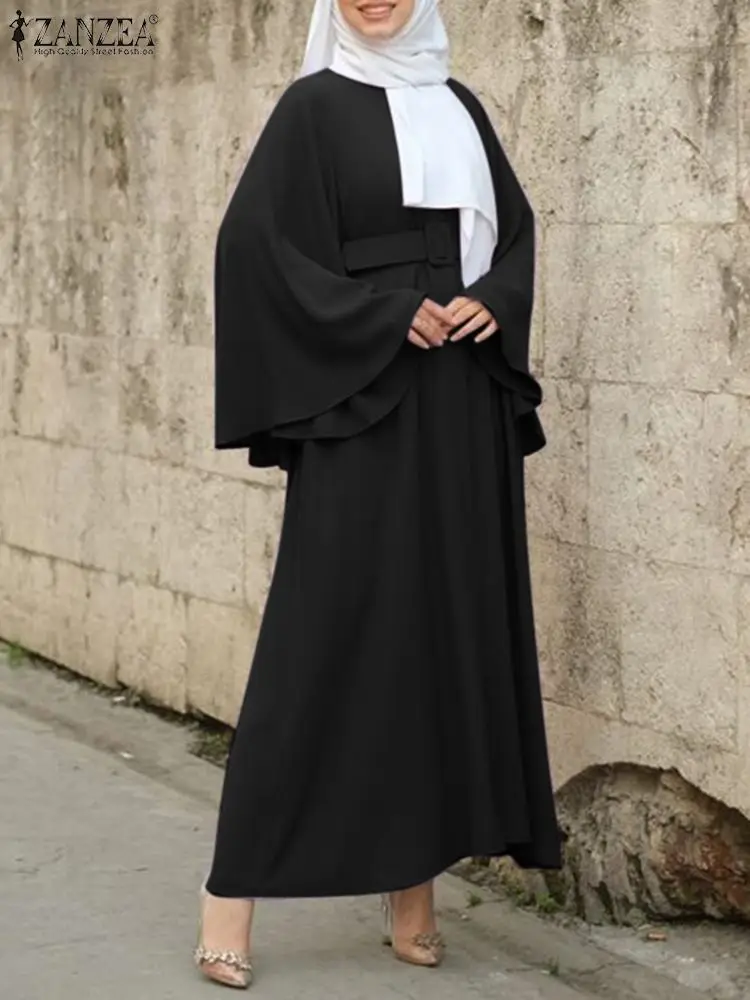 

ZANZEA Women Fashion Muslim Dress Vintage Abayas For Women Elegant Solid Full Sleeve Maxi Dresses Casual Loose Long Vestidos
