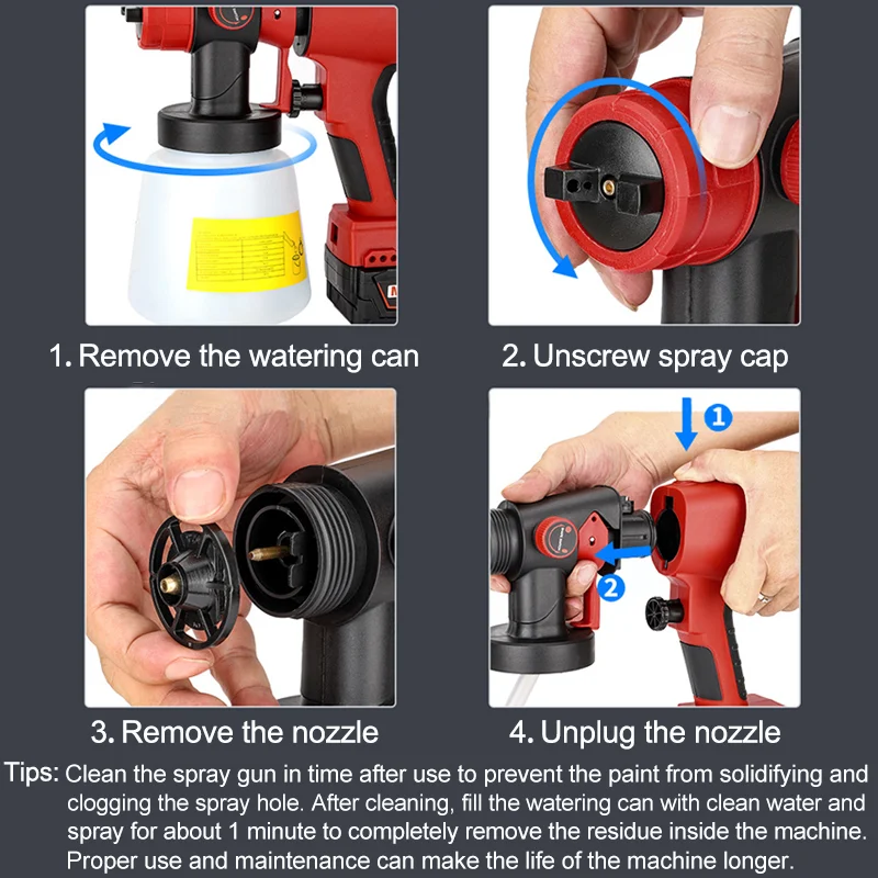 800ML Electric Spray Gun Cordless Paint Sprayer Furniture Steel Coating Airbrush For Makita/Dewalt/Milwaukee/Bosch 18V Battery