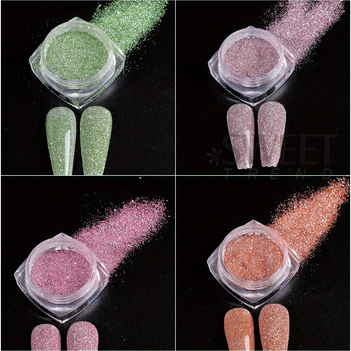 10pcs Rainbow Reflective Powder Nail Glitter Super Bright Silver Flashy Summer Color Holographic Pigment Sparkly Manicure Decor
