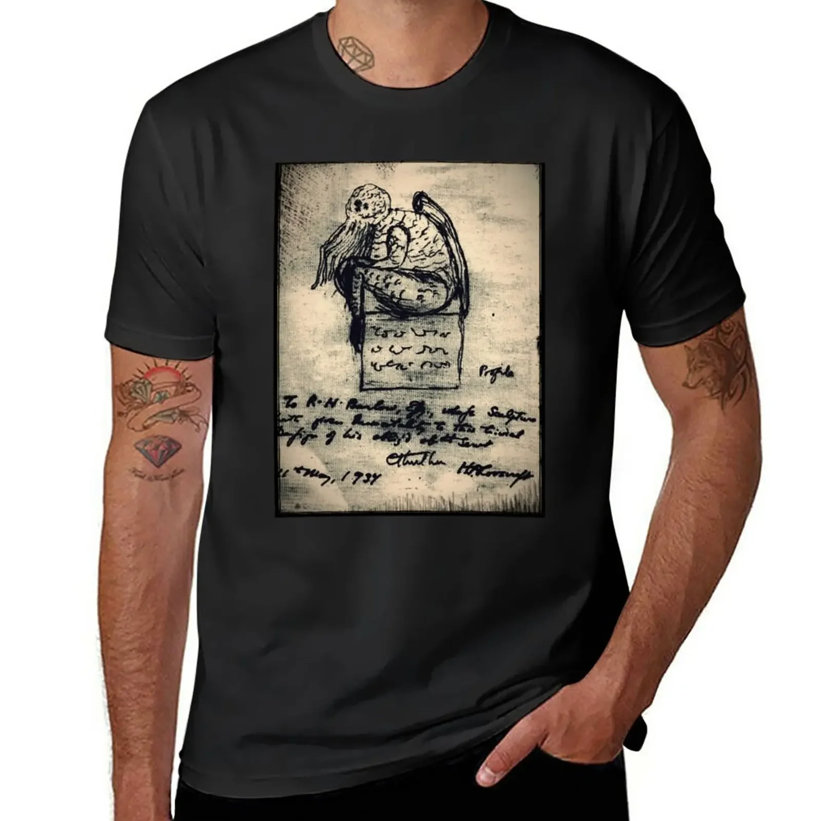 

Cthulhu, original sketch by H.P. Lovecraft T-Shirt oversized Blouse heavy weight t shirts for men